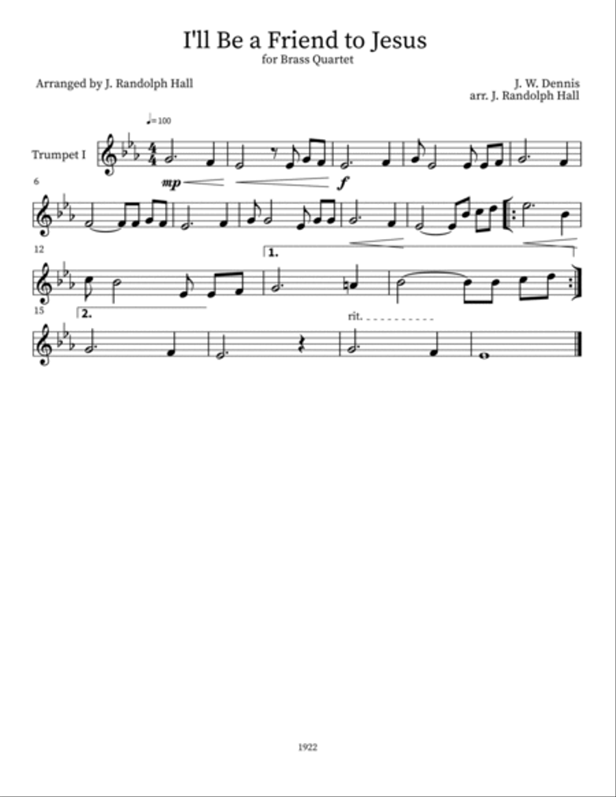 I'll Be a Friend to Jesus Small Ensemble scores gallery preview page 4
