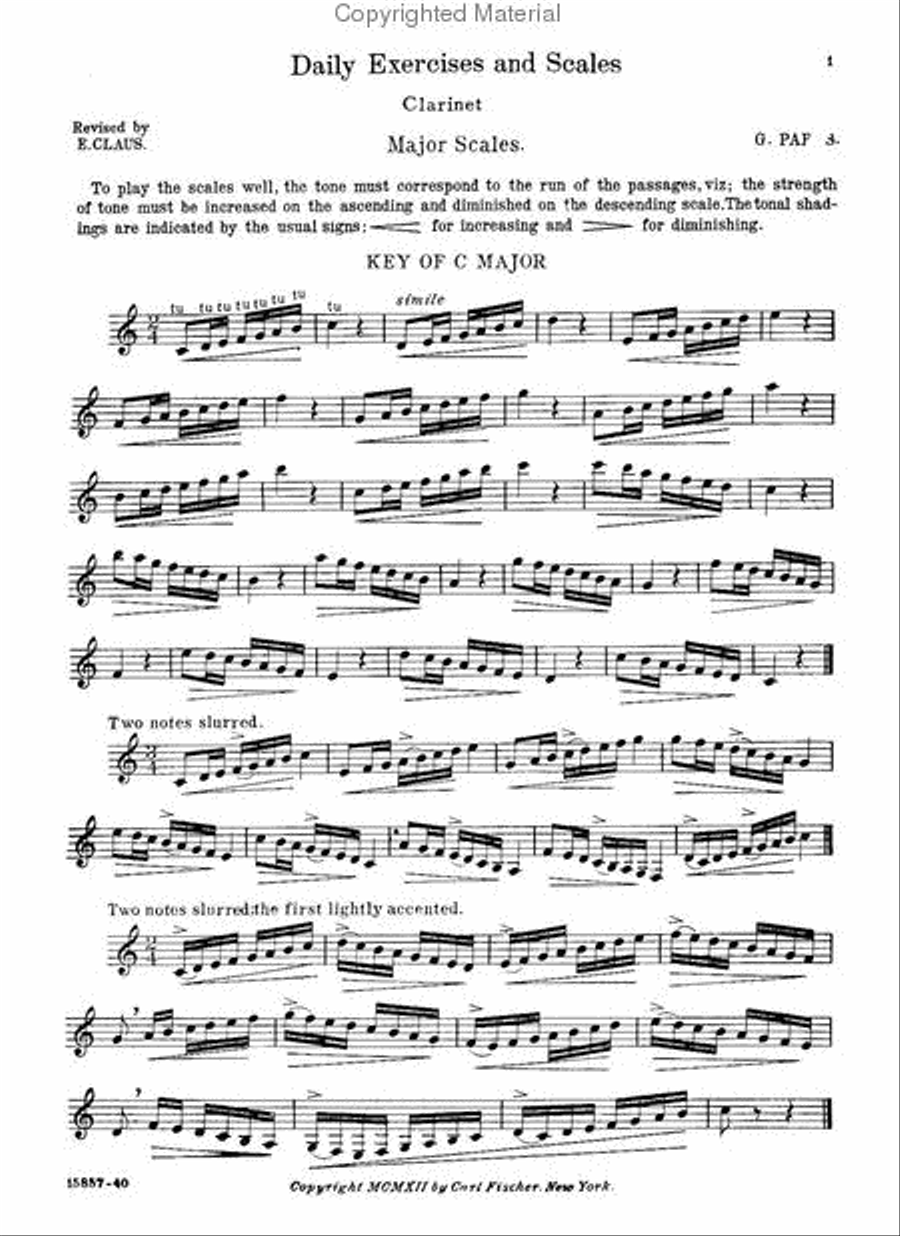 Daily Exercises and Scales for Clarinet B-Flat Clarinet scores gallery preview page 2