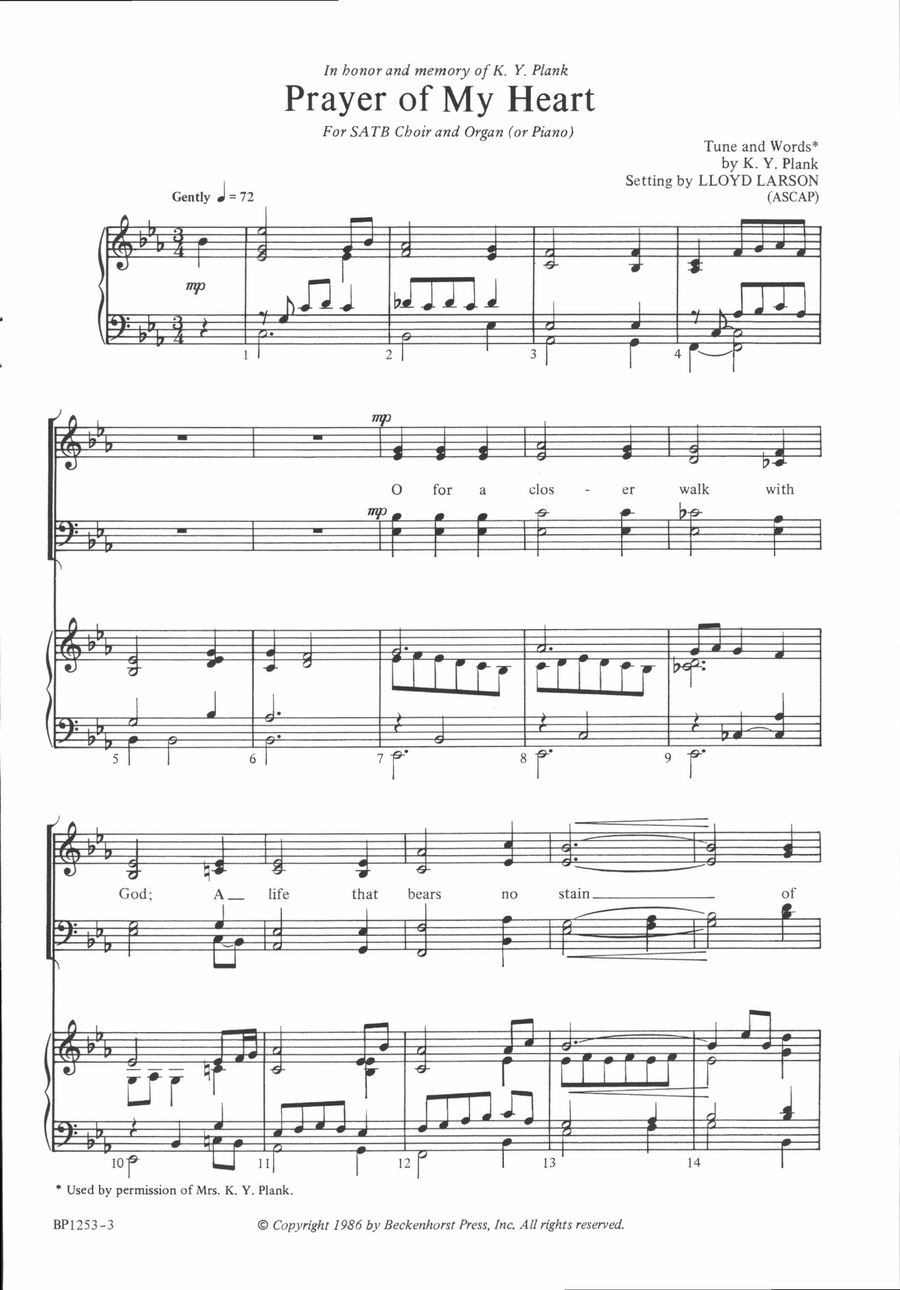Prayer of My Heart 4-Part scores gallery preview page 2