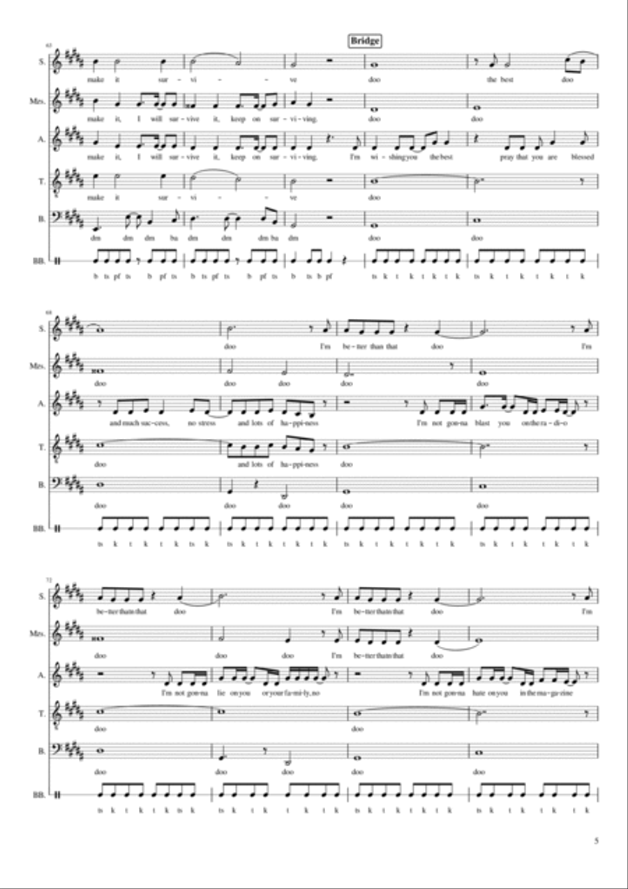 Survivor A Cappella scores gallery preview page 5