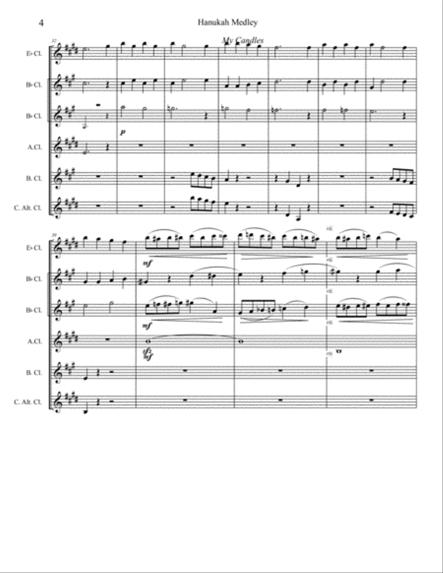 Hanukah Medley for clarinet choir Clarinet Choir scores gallery preview page 4