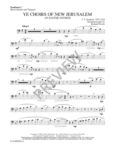 Ye Choirs of New Jerusalem - Brass Quartet edition