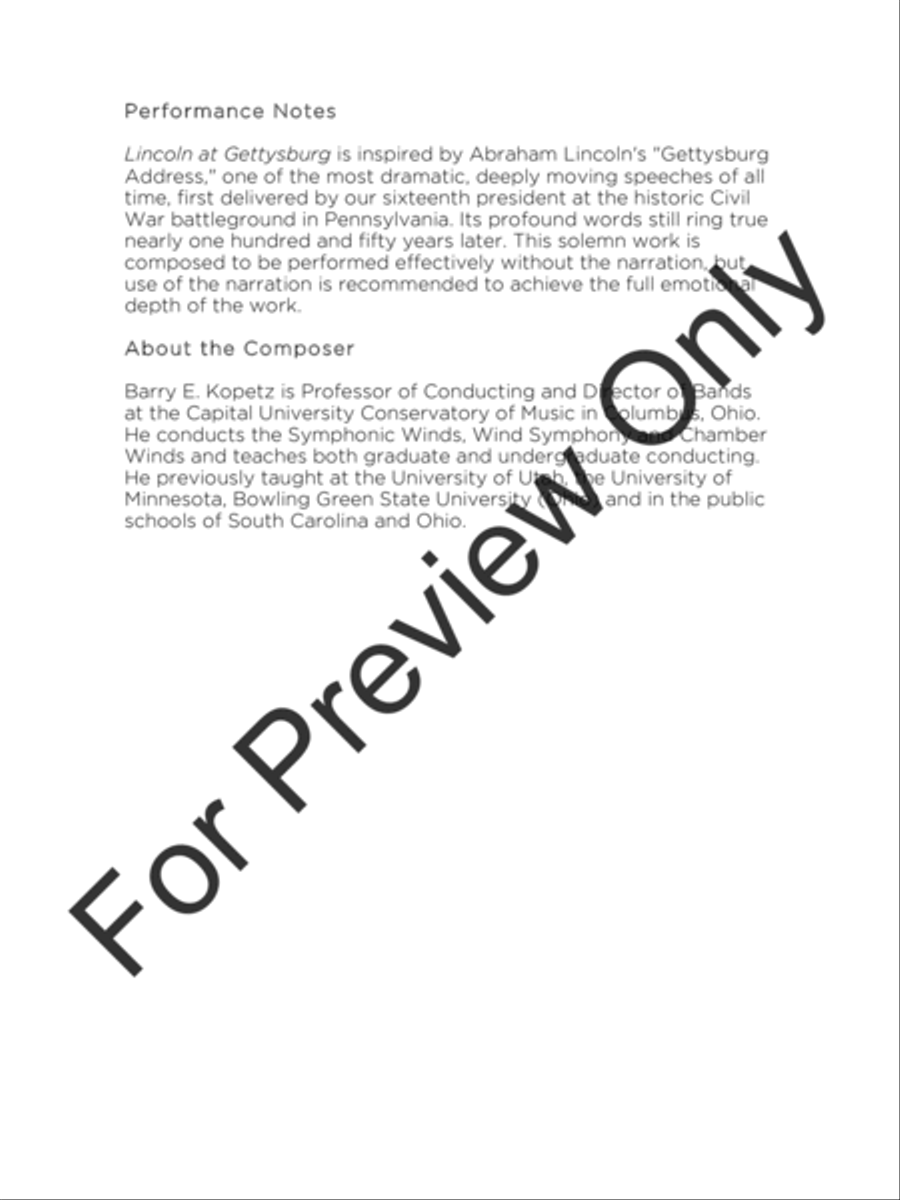 Lincoln At Gettysburg Concert Band scores gallery preview page 3