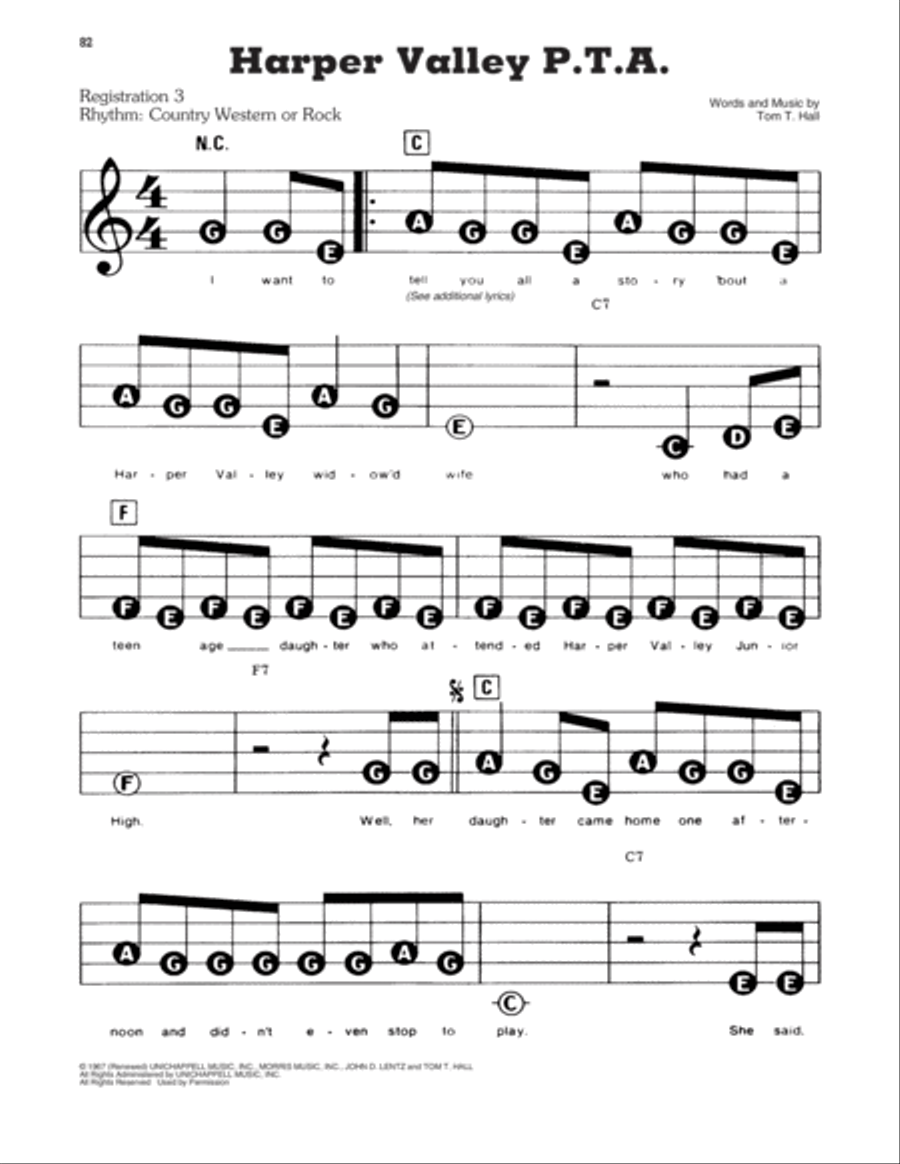 Harper Valley P.T.A. Electronic Keyboard scores gallery preview page 1