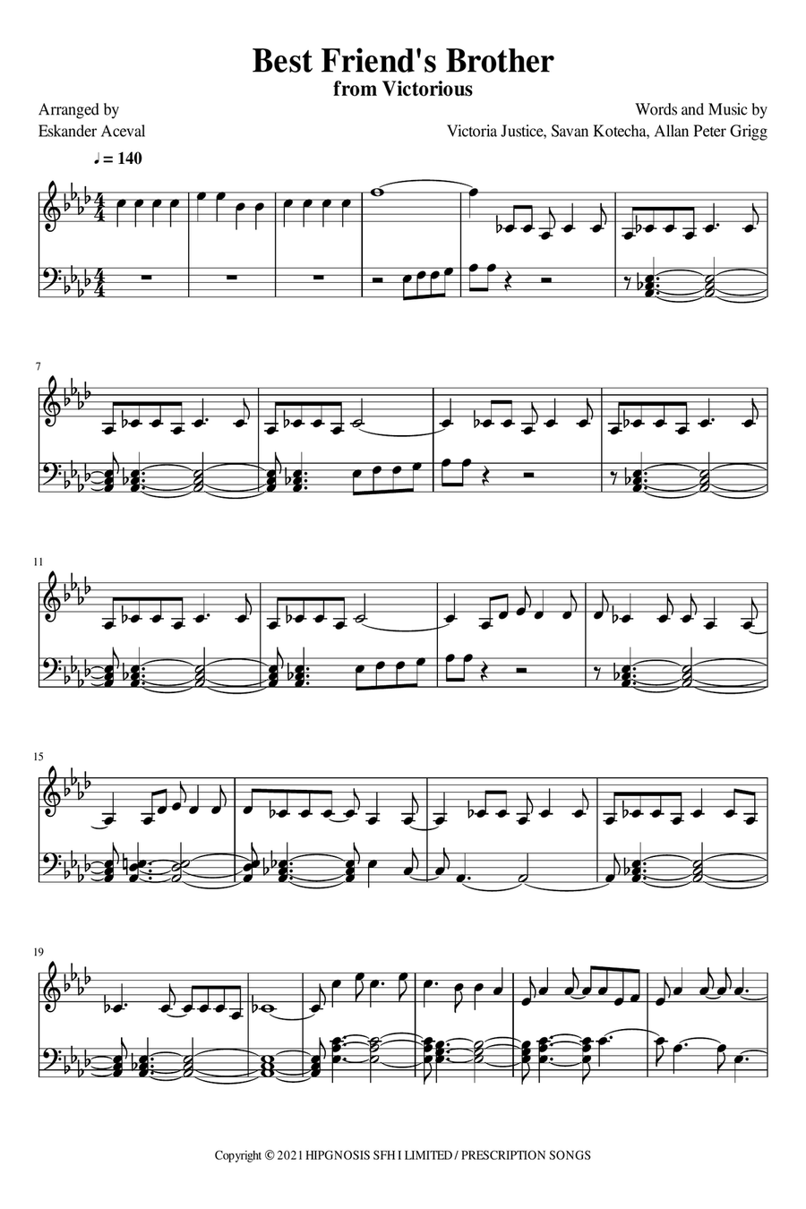 Best Friend S Brother Piano Solo scores gallery preview page 1