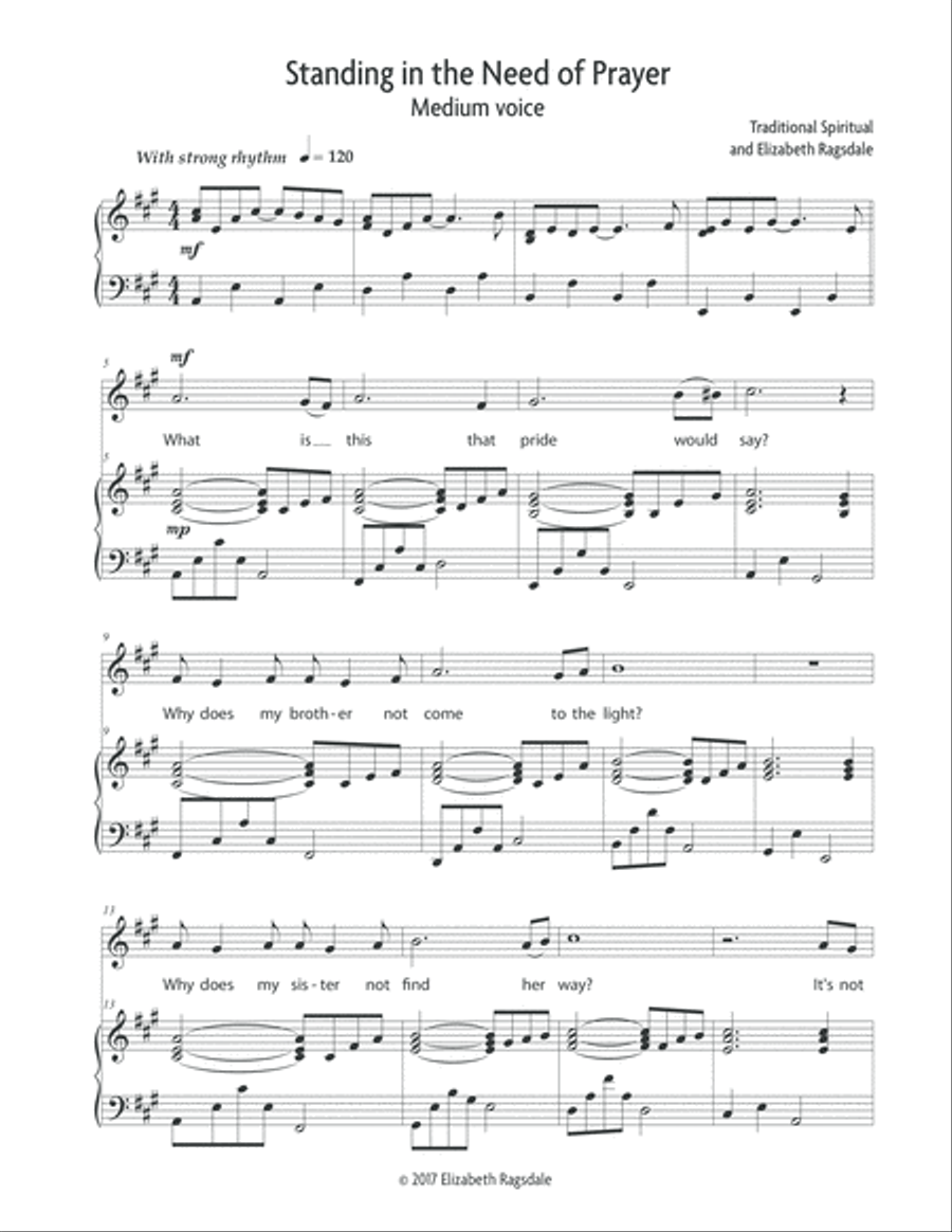 Standing in the Need of Prayer (Medium Voice) Medium Voice scores gallery preview page 2