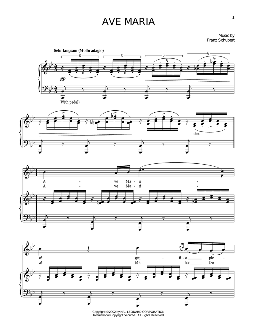 Ave Maria Ave Maria Piano, Vocal scores gallery preview page 1