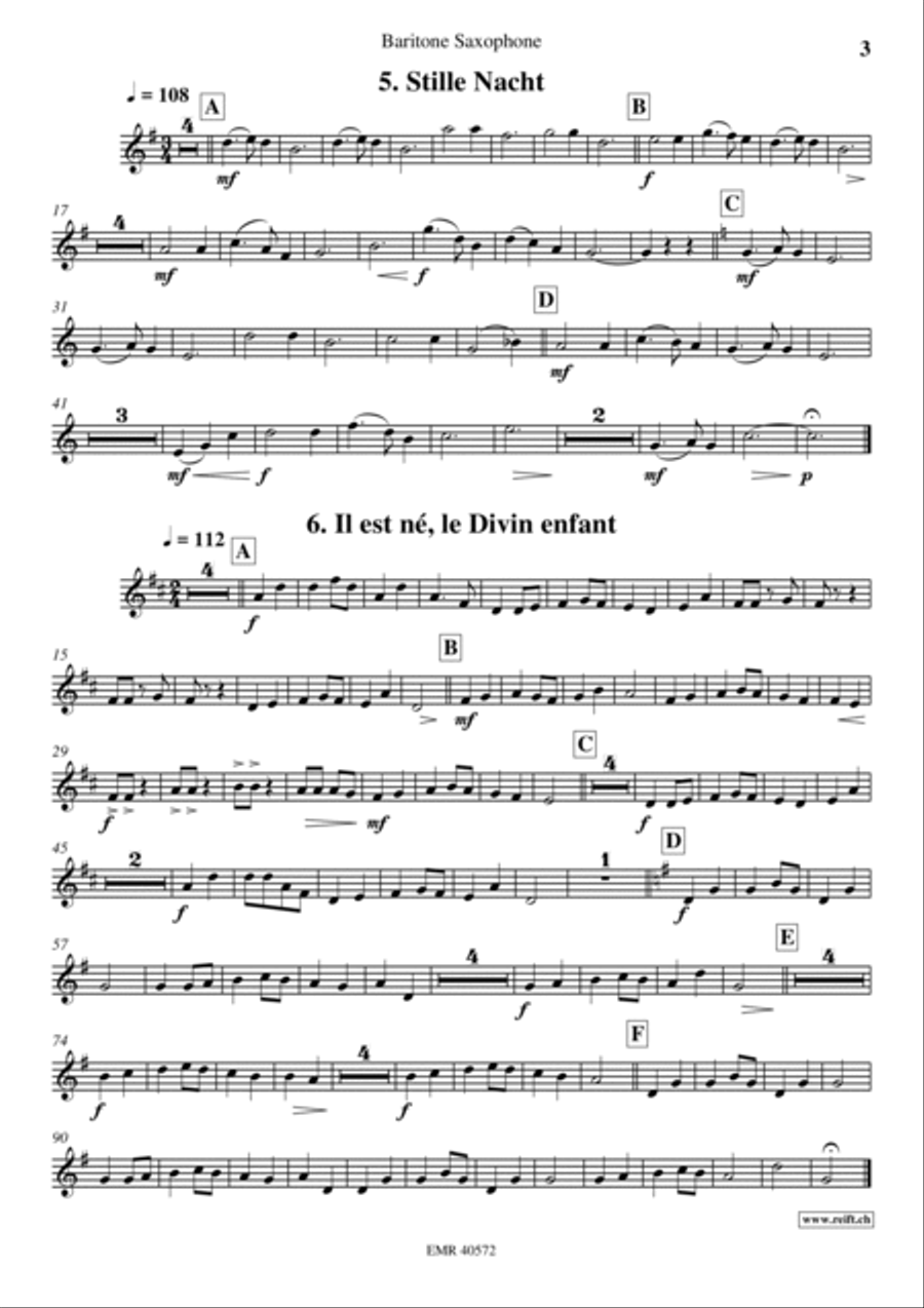 18 Christmas Songs Baritone Saxophone scores gallery preview page 4