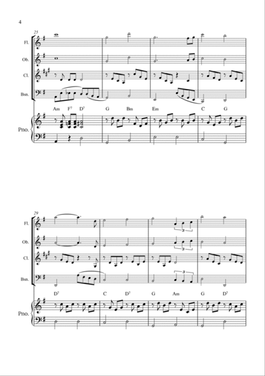 Can't Help Falling In Love Woodwind Quartet scores gallery preview page 4