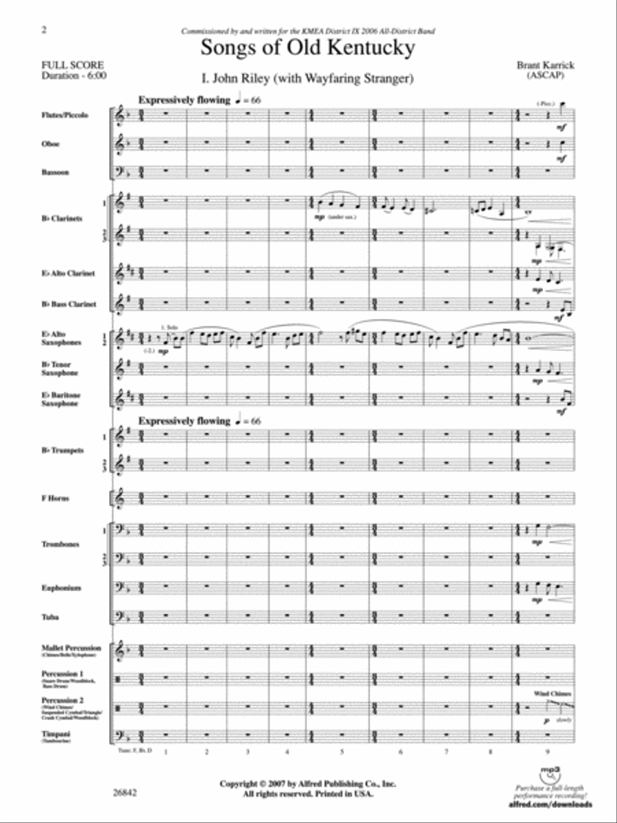 Songs of Old Kentucky Songs of Old Kentucky Concert Band scores gallery preview page 2