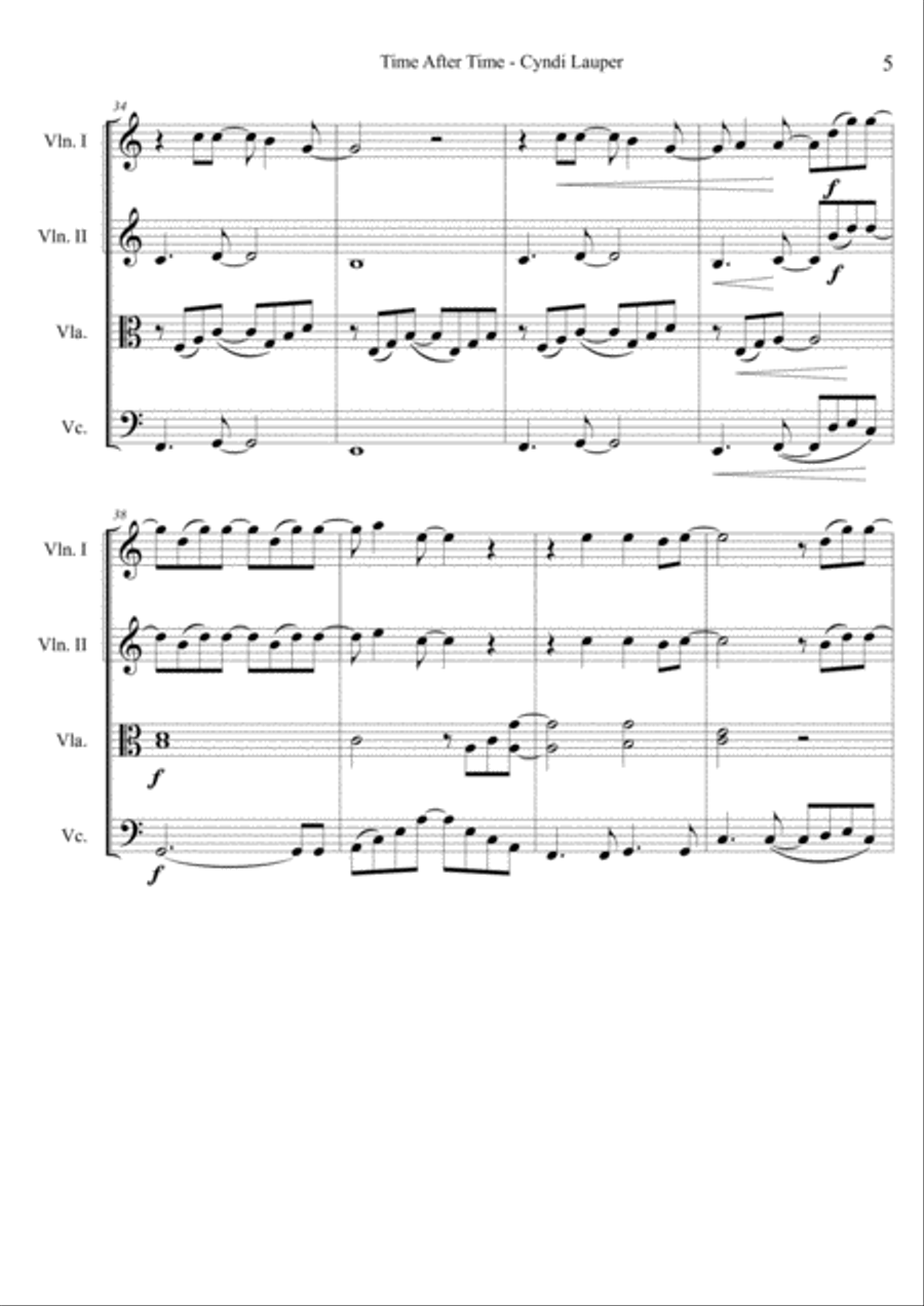 Time After Time String Quartet scores gallery preview page 5