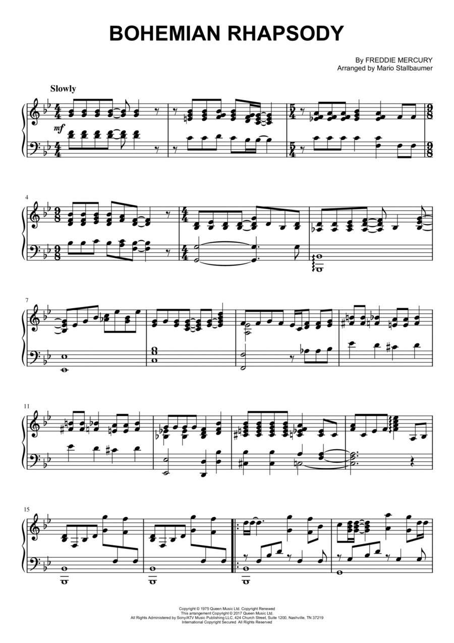 Bohemian Rhapsody A Cappella scores gallery preview page 1