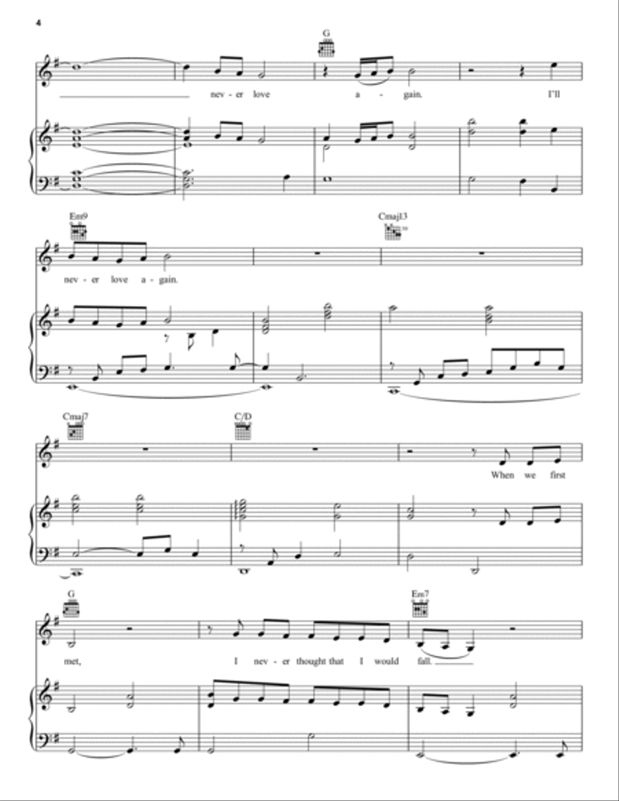 I'll Never Love Again (from A Star Is Born) Piano, Vocal, Guitar scores gallery preview page 4