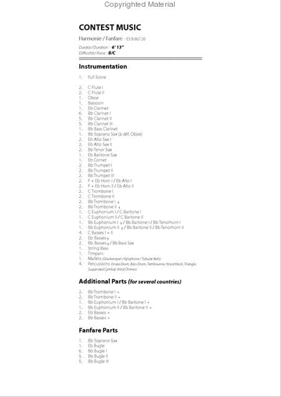 Contest Music Concert Band scores gallery preview page 2