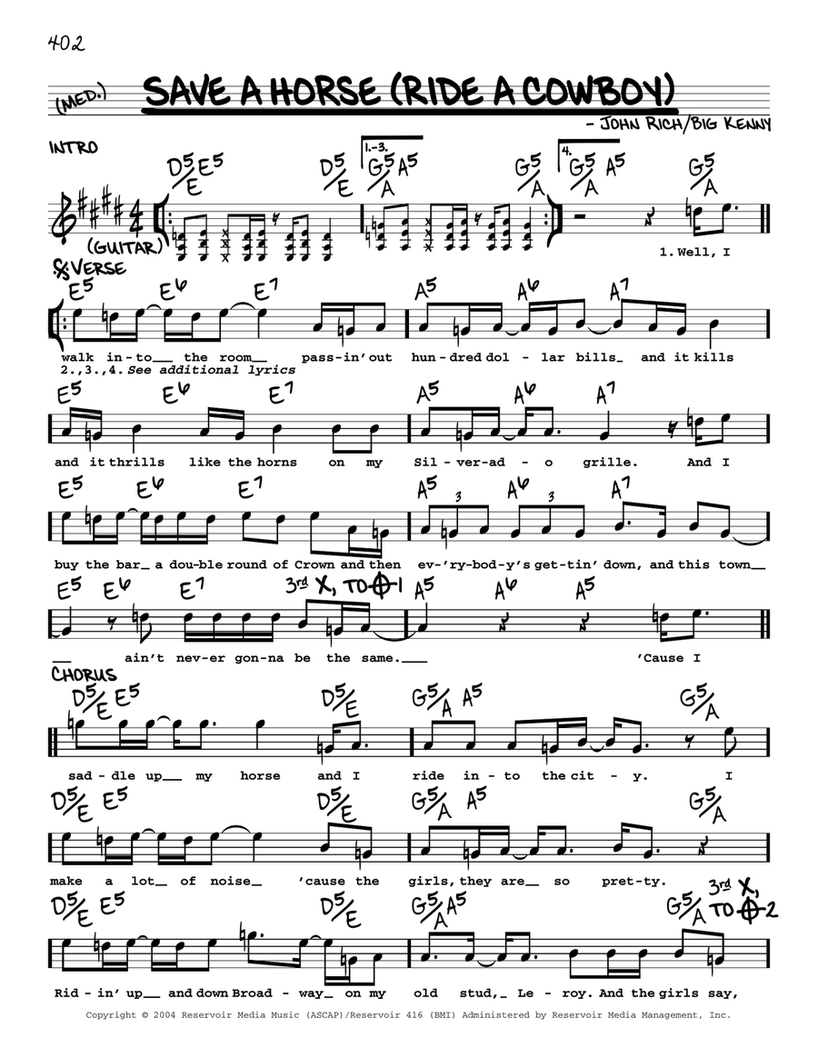 Save A Horse (Ride A Cowboy) Voice scores gallery preview page 1