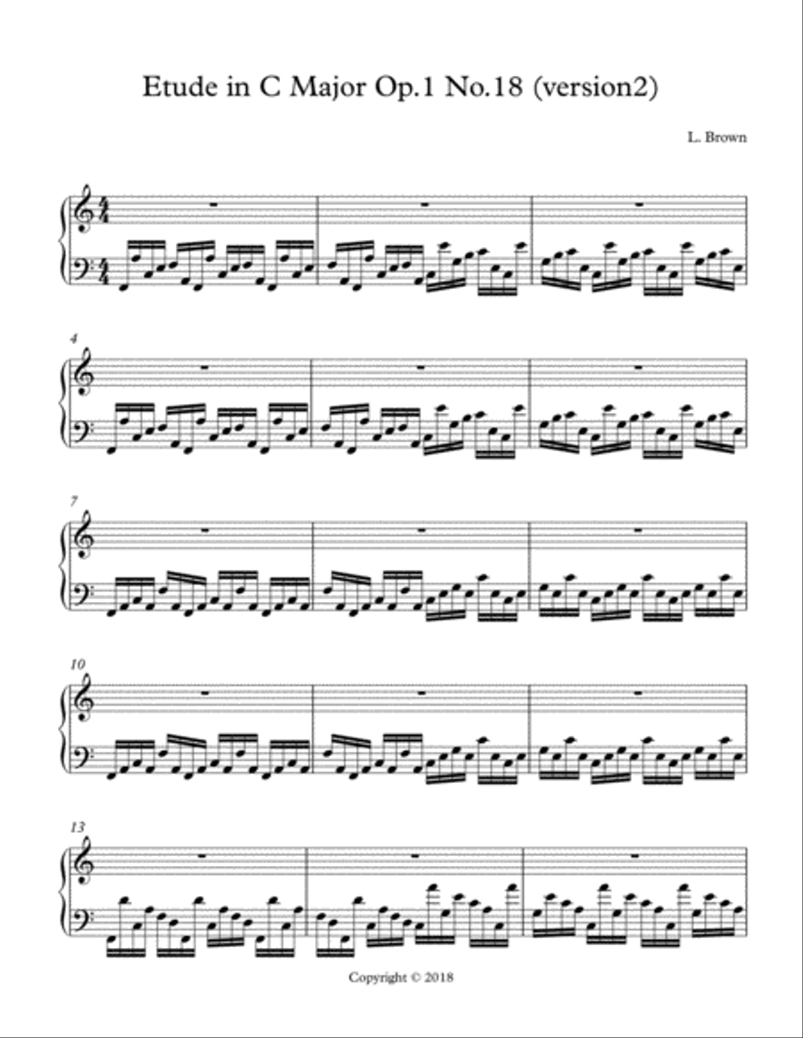 Etude in C Major Op.1 No.18 (Version 2) Piano Method scores gallery preview page 1