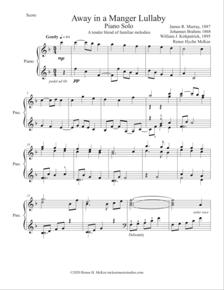 Away in a Manger Piano Solo scores gallery preview page 1