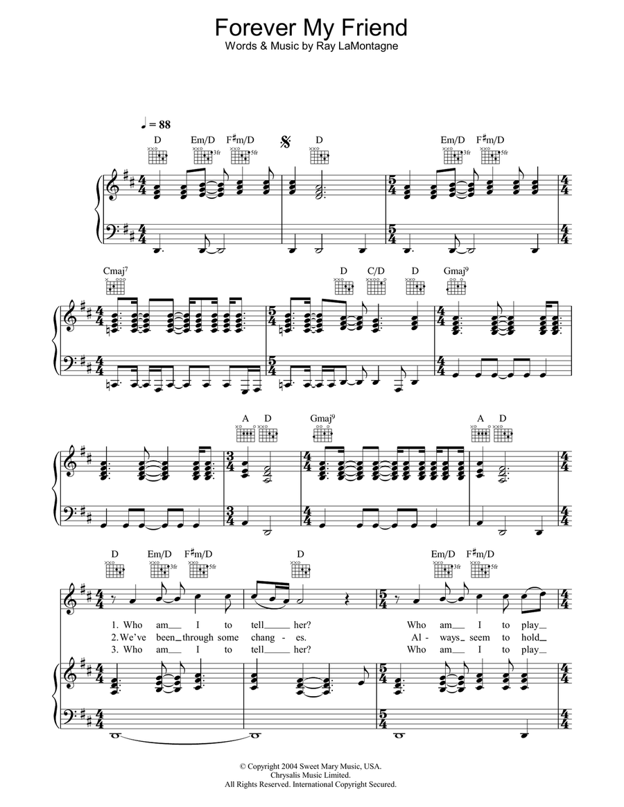 Forever My Friend Forever My Friend Piano, Vocal, Guitar scores gallery preview page 1