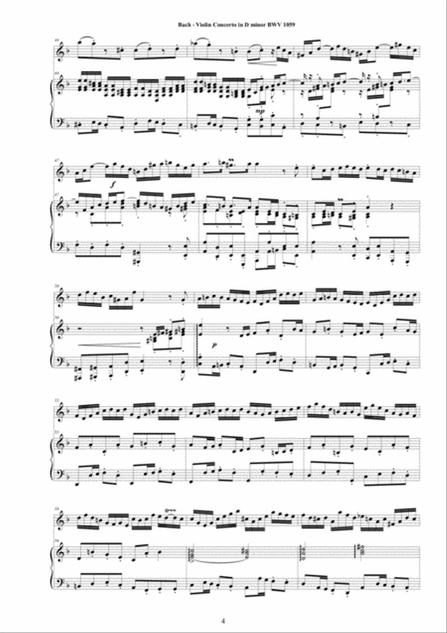 Bach - Violin Concerto in D minor BWV 1059 for Violin and Piano Violin Solo scores gallery preview page 4