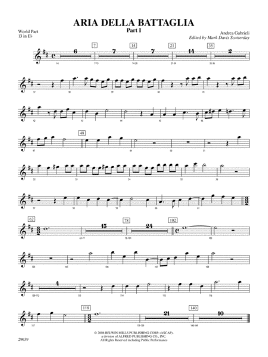 Aria Della Battaglia: (World Part) 13 in Eb Concert Band scores gallery preview page 1