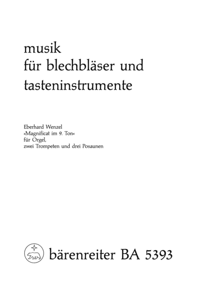 Magnificat im 9. Ton fur Blechblaser und Orgel (1968)