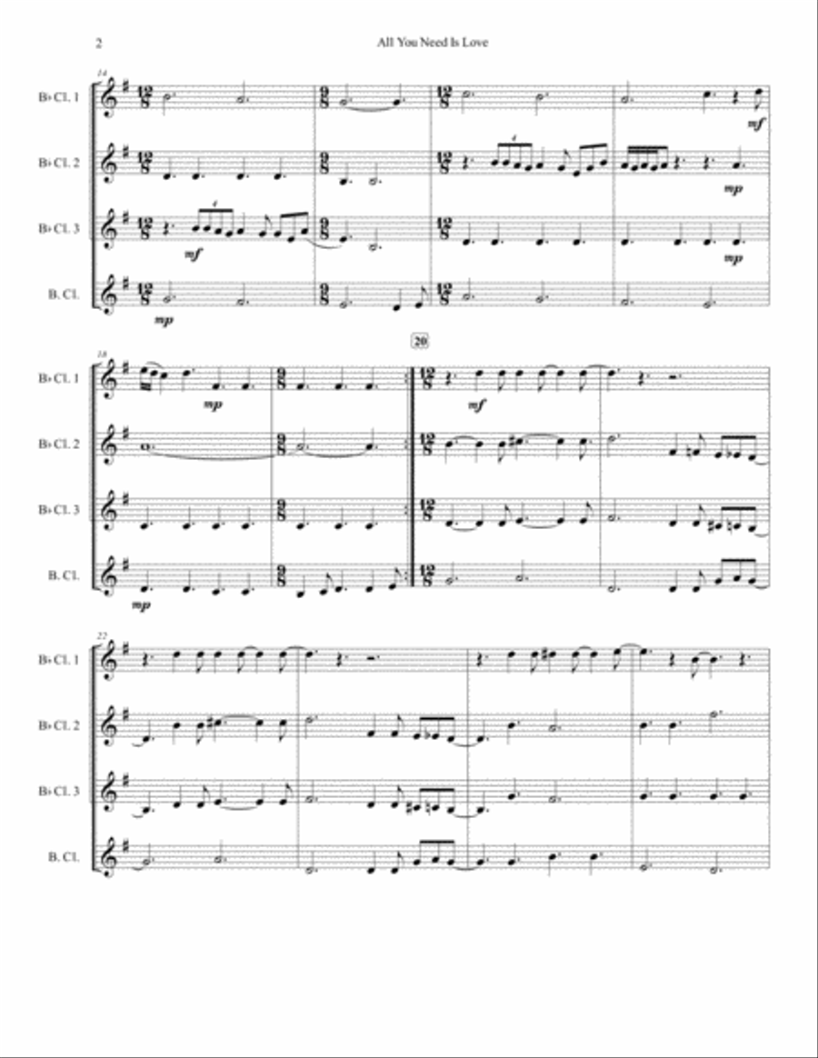 All You Need Is Love Woodwind Quartet scores gallery preview page 3