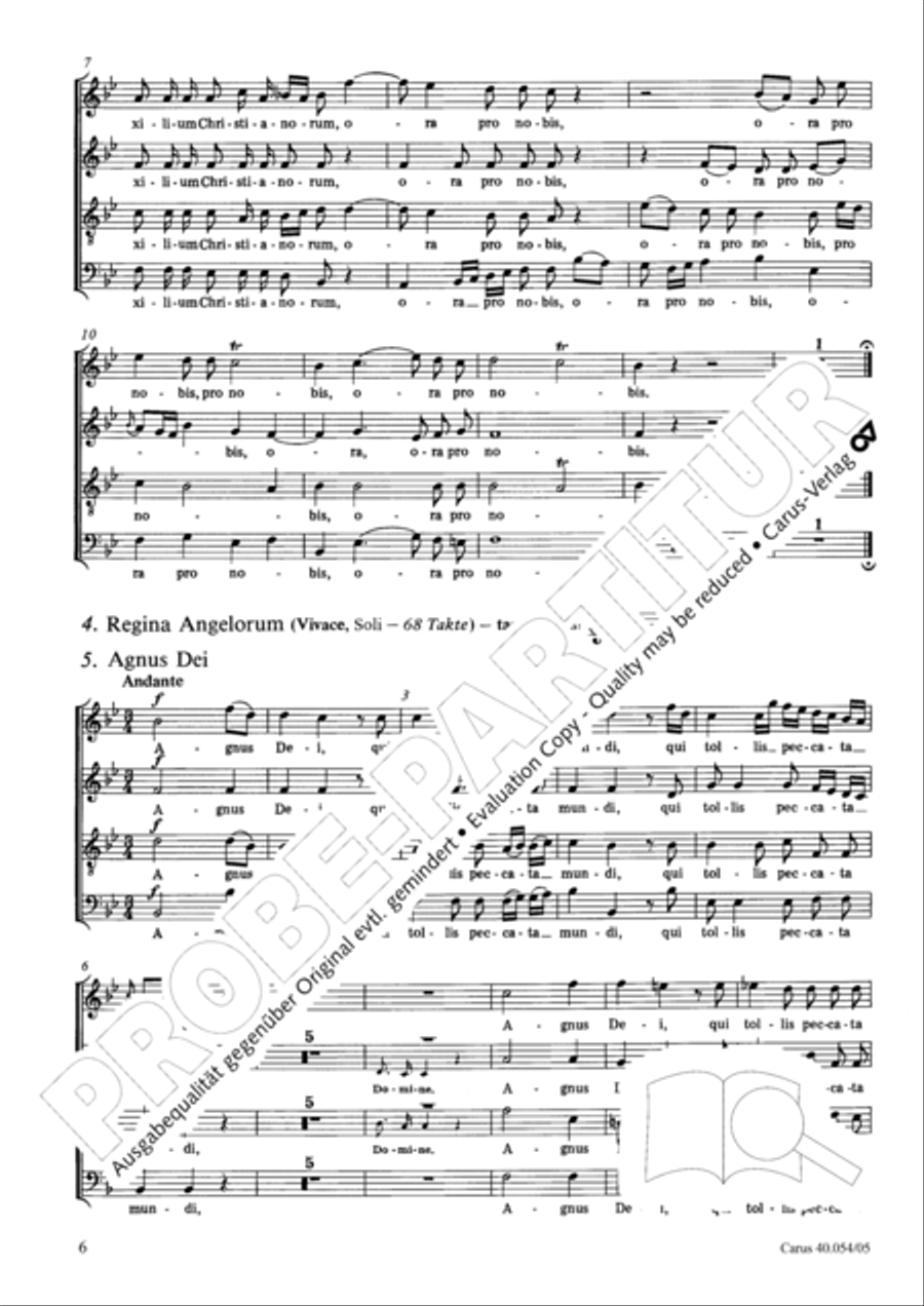Litaniae Lauretanae B.M.V in B 4-Part scores gallery preview page 7