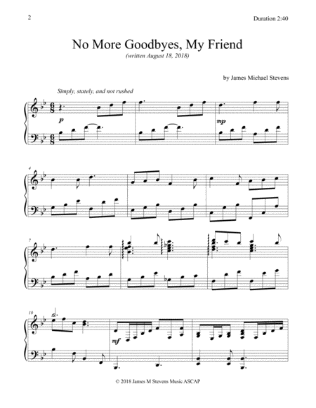 No More Goodbyes, My Friend - Piano Composition image number null