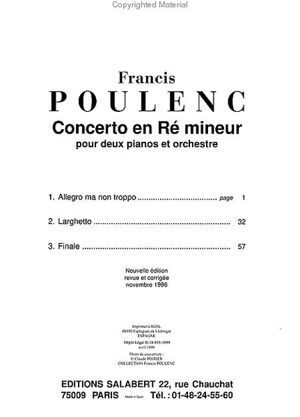 Concerto in D Minor for 2 Pianos and Orchestra