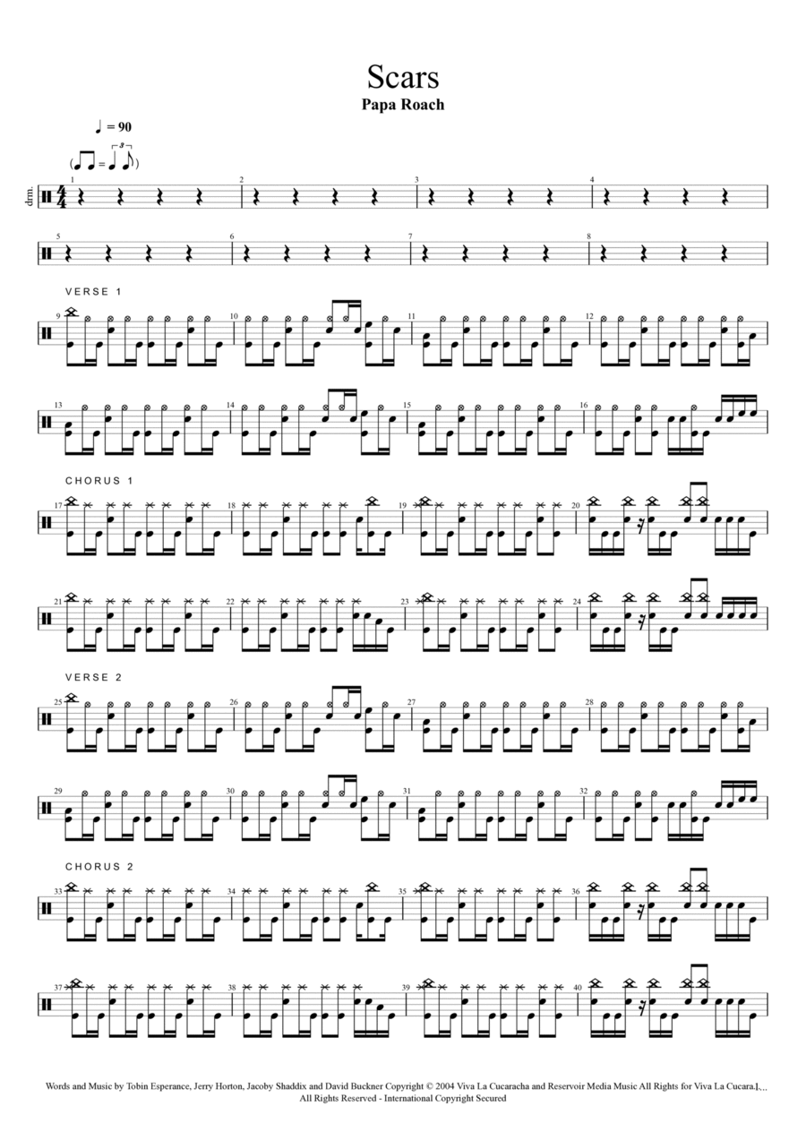 Scars Drum Set scores gallery preview page 1
