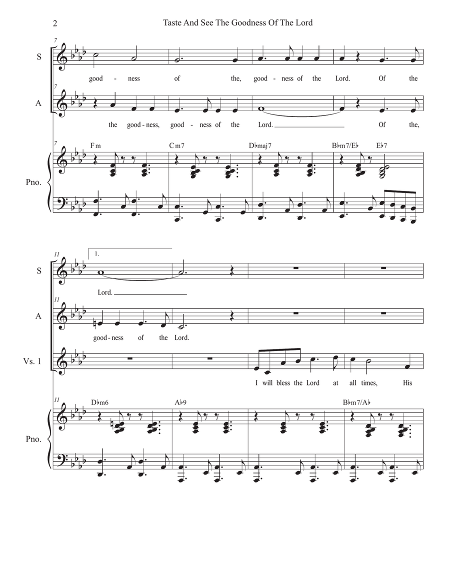 Taste And See The Goodness Of The Lord (2-part choir - (SA) image number null