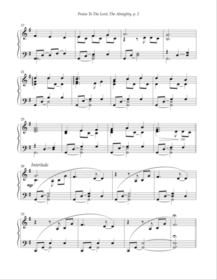Praise To The Lord, The Almighty Piano Solo scores gallery preview page 2