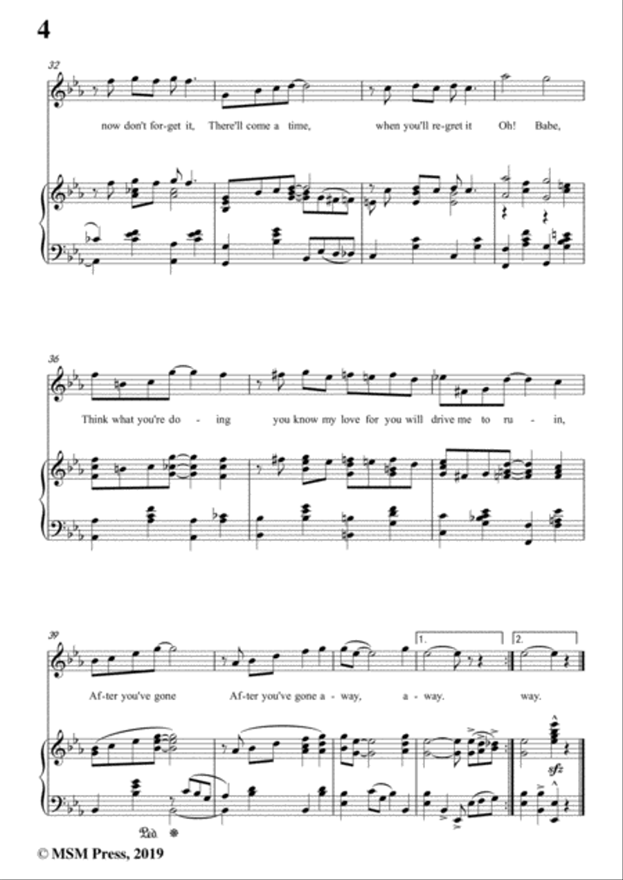 Turner Layton-After You've Gone,in E flat Major,for Voice and Piano Voice Solo scores gallery preview page 6