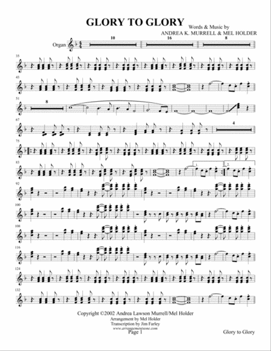 Glory To Glory ©2002 Glory To Glory ©2002 Piano, Vocal, Guitar scores gallery preview page 4
