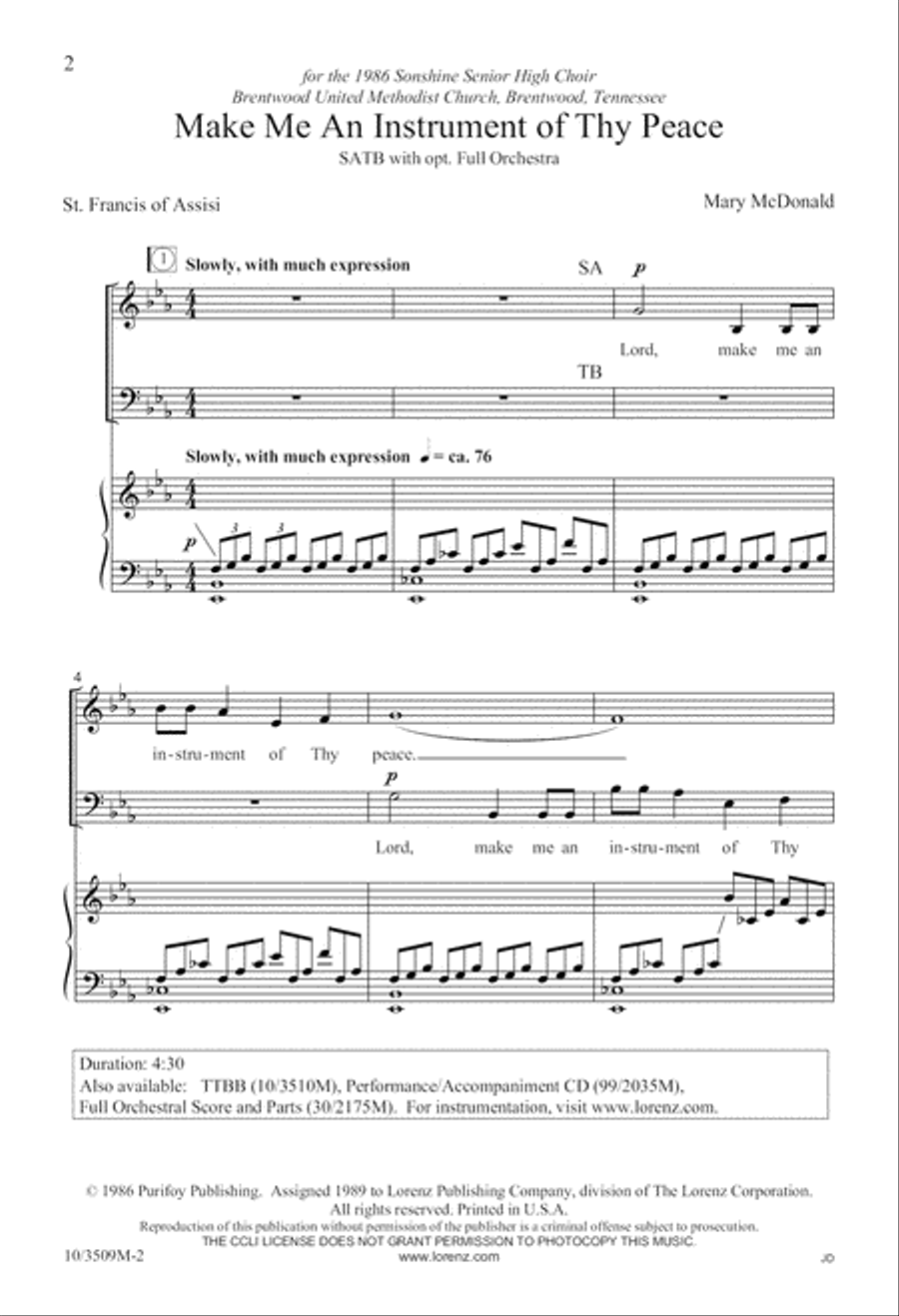 Make Me An Instrument of Thy Peace 4-Part scores gallery preview page 3