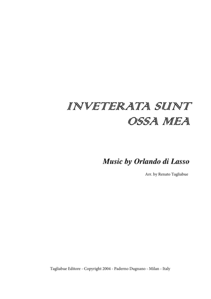INVETERATA SUNT OSSA MEA - Orlando Di Lasso - For SATB Choir image number null