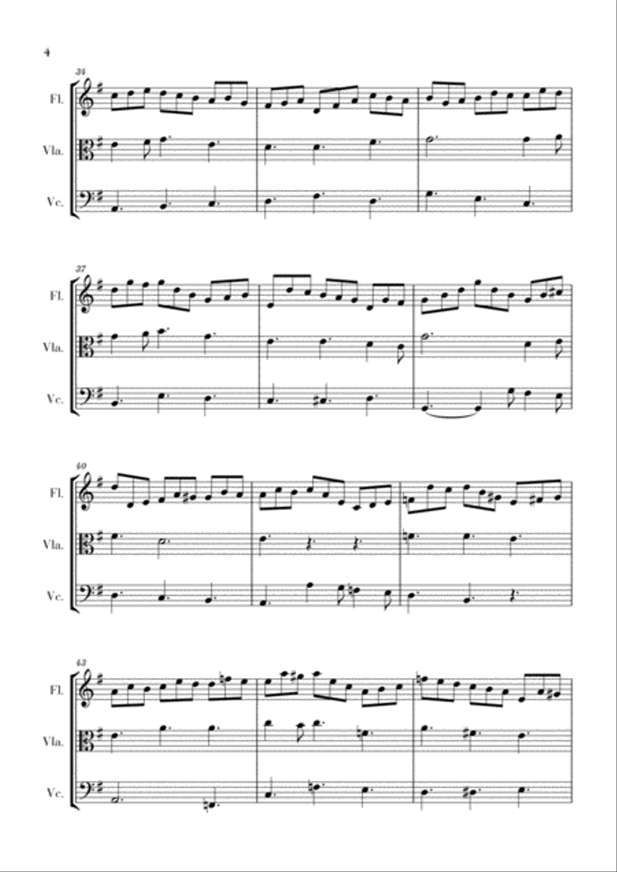 Bach - Jesus bleibet meine Freude for Flute, Viola and Cello Small Ensemble scores gallery preview page 4