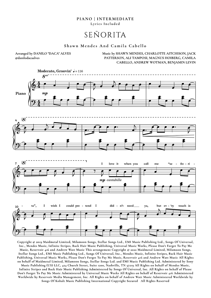 Señorita Piano Solo scores gallery preview page 1