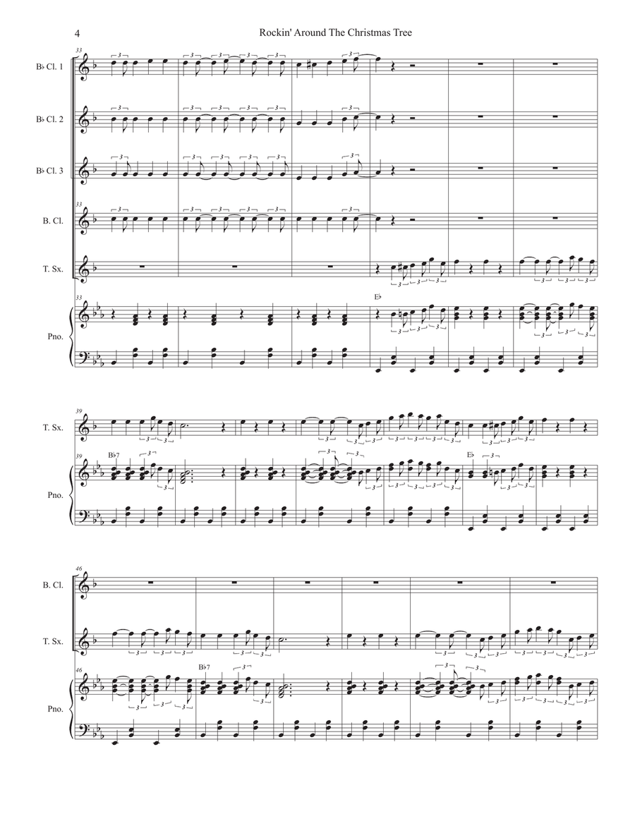 Rockin' Around The Christmas Tree Clarinet Choir scores gallery preview page 4