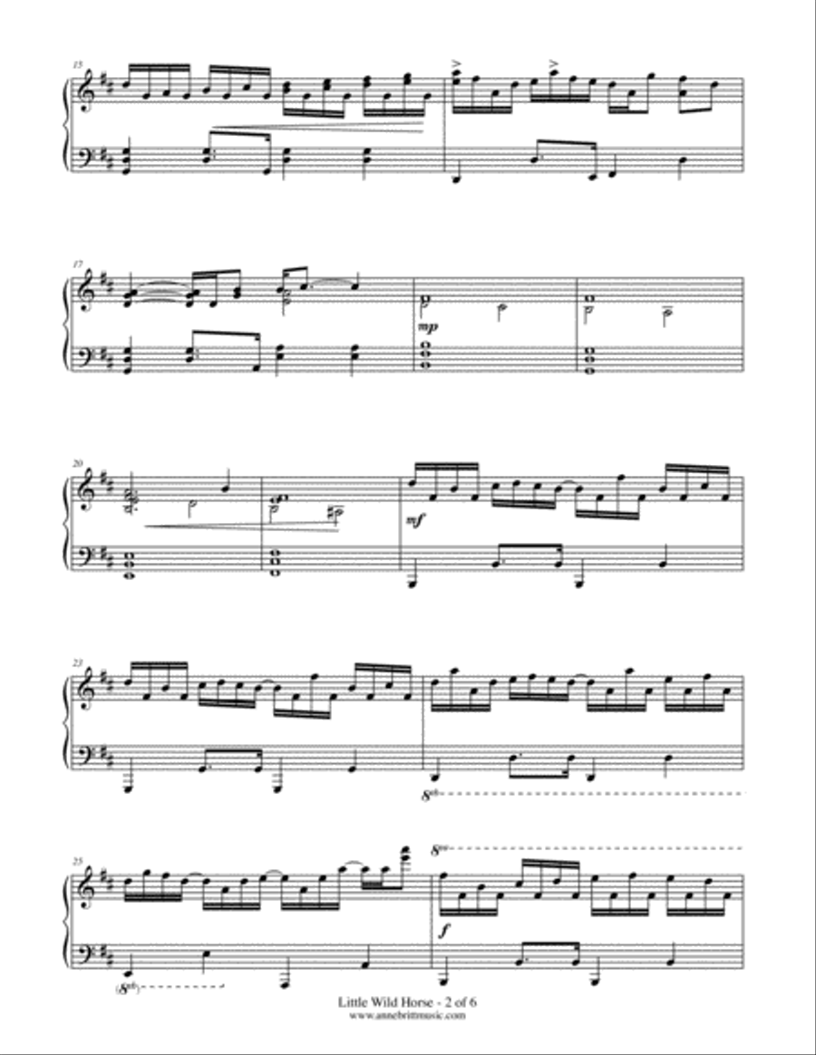 Little Wild Horse Piano Solo scores gallery preview page 2