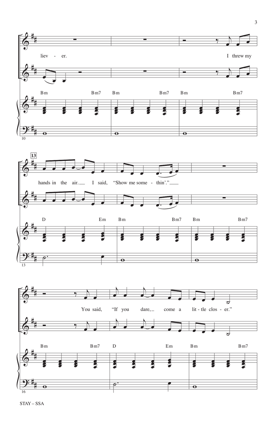 Stay (arr. Mark Brymer) SSA scores gallery preview page 2