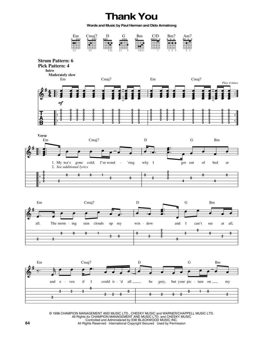 Thank You Acoustic Guitar scores gallery preview page 1