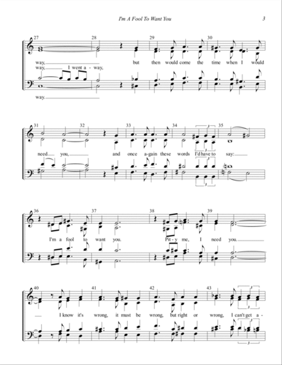 I'm A Fool To Want You 4-Part scores gallery preview page 3