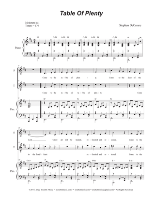 Table of Plenty (2-part choir - (Soprano and Tenor)