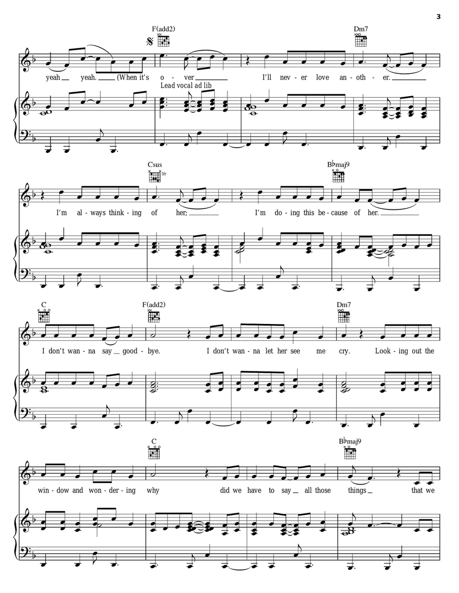 Goodbye Goodbye Piano, Vocal, Guitar scores gallery preview page 3
