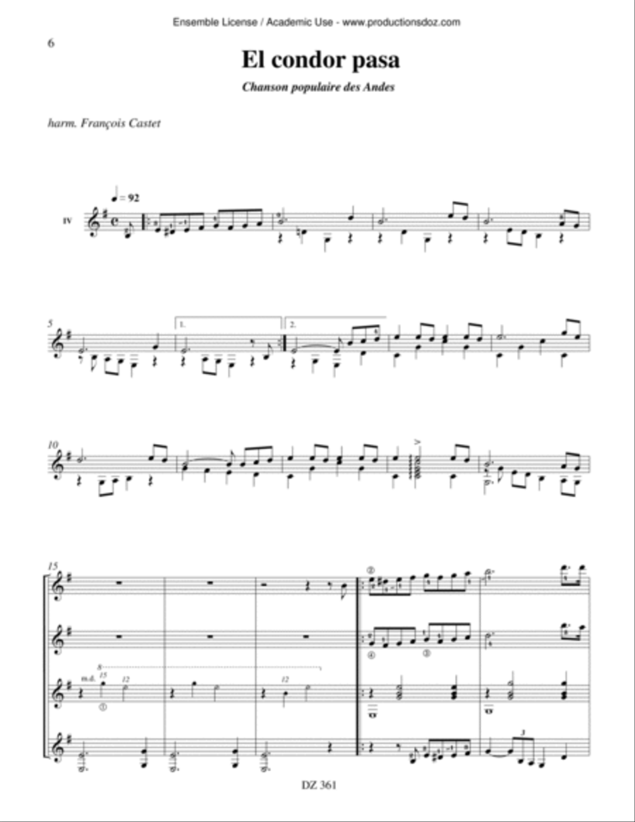 Airs populaires des Andes Guitar Ensemble scores gallery preview page 6