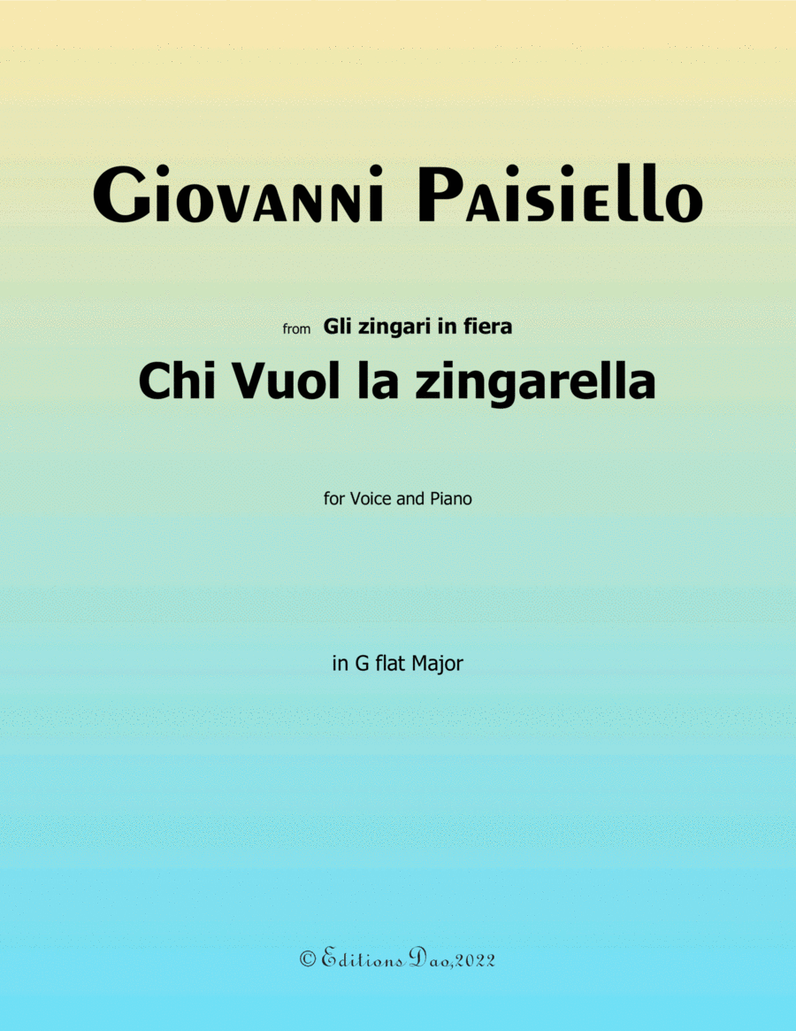 Chi Vuol la zingarella, by Paisiello, in G flat Major image number null