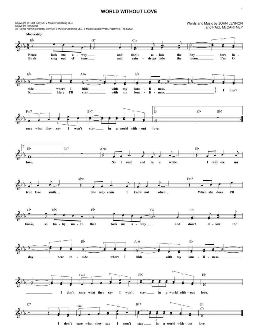 World Without Love Guitar scores gallery preview page 1