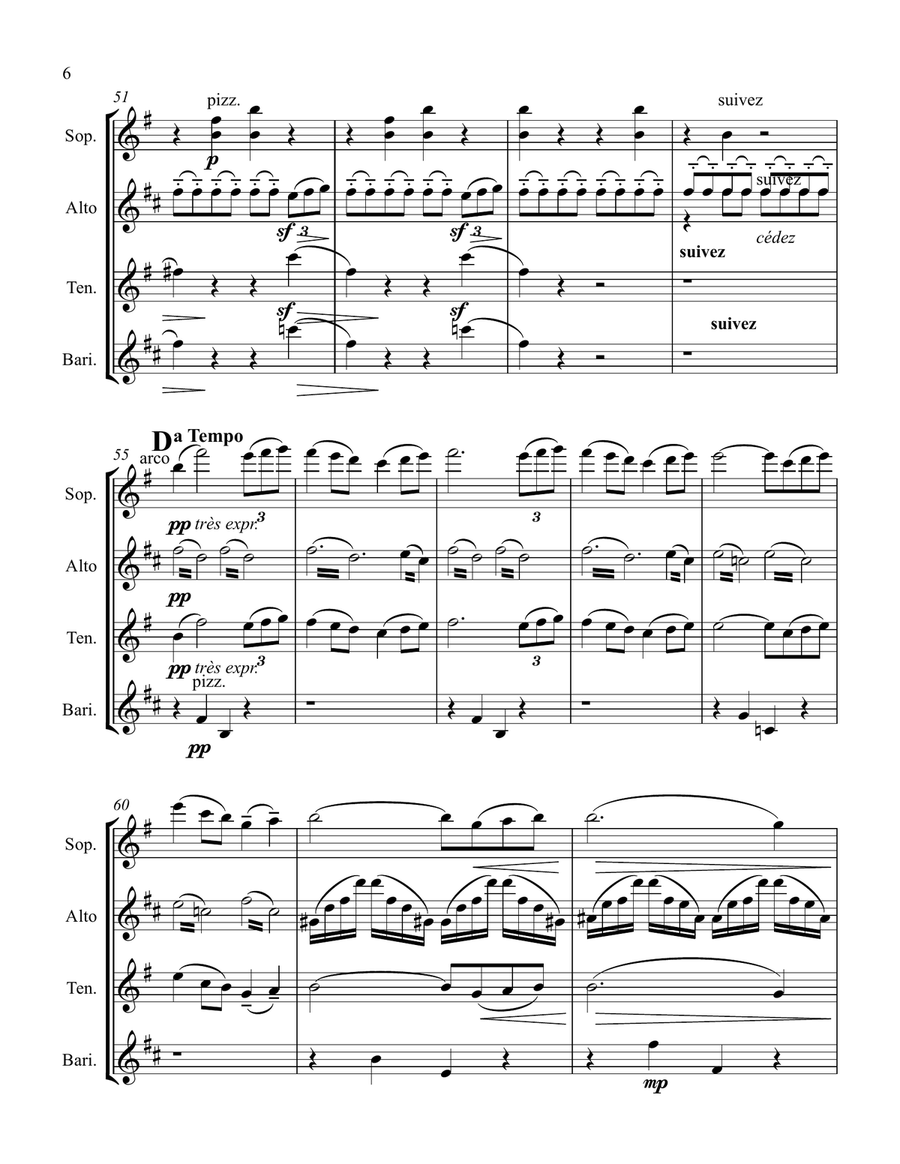 Maurice Ravel - String Quartet in F major I. Allegro moderato – très doux arranged for Saxophone Woodwind Quartet scores gallery preview page 6