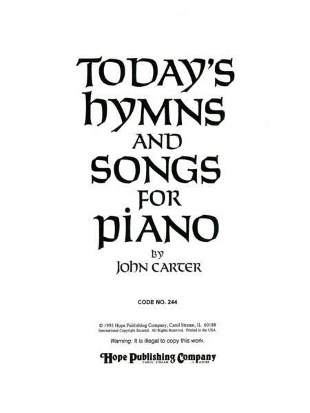Today's Hymns and Songs for Piano-Digital Download